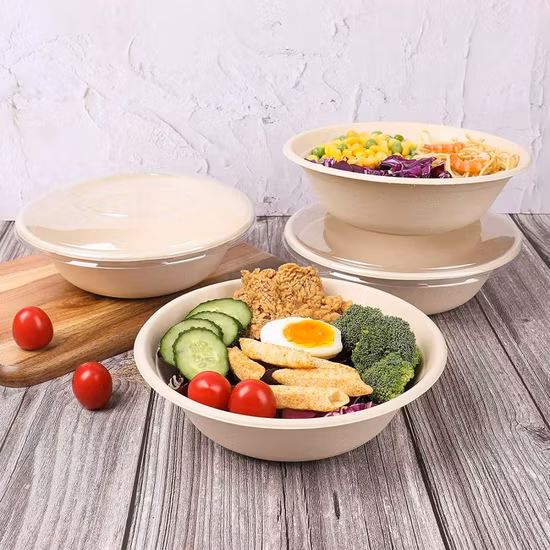 Degradable Sugarcane Bagasse Soup Bowl Freezer Oven Microwave Safe Salad Bowl